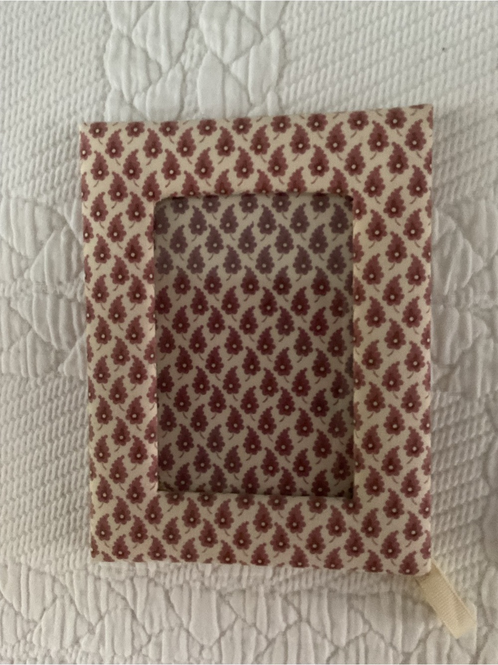 Vintage Laura Ashley Floral Pattern Cream and Burgundy Photo Frame